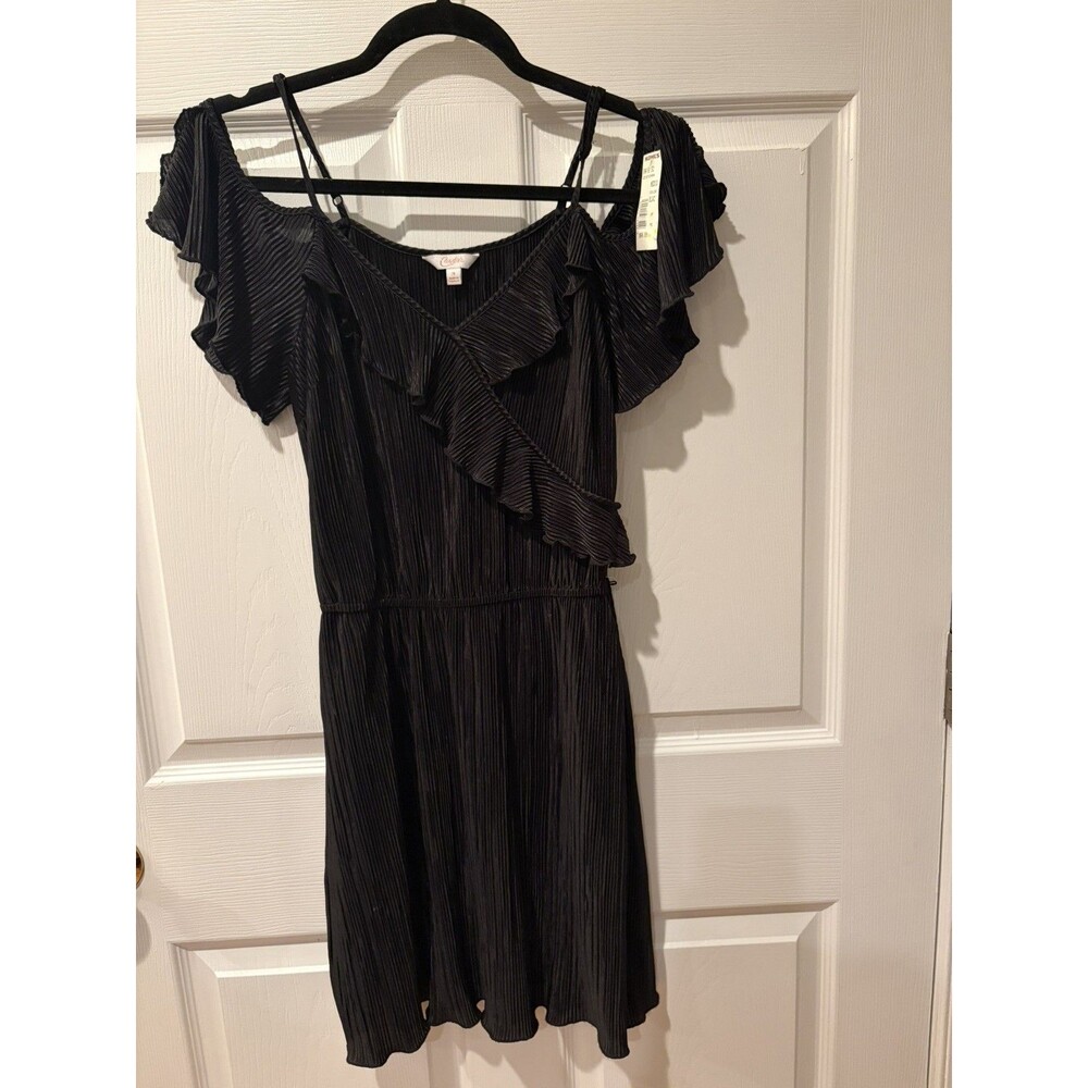 Candies Women's Black Party Formal V-Neck Spaghetti Strap Dress Size M NWT